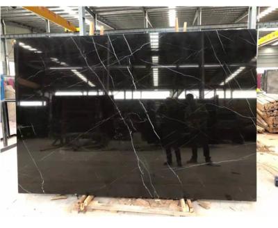 China Modern Chinese Black Marble Slabs For Interior Nero Marquina Marble Building Tile And Slab for sale