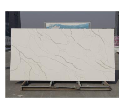 China Wholesale Modern 3200x1600x20mm Engineered Stone Solid Outdoor Calacatta White Quartz Countertops For Kitchen for sale