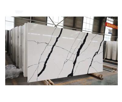 China Modern White Artificial Engineered Marble Acrylic Marble Sheet Calacatta Quartz Faux Stone Slab For Countertop for sale