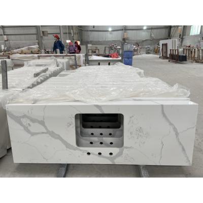 China Modern Chinese pure white quartz slab stone for kitchen sink wholesale for sale