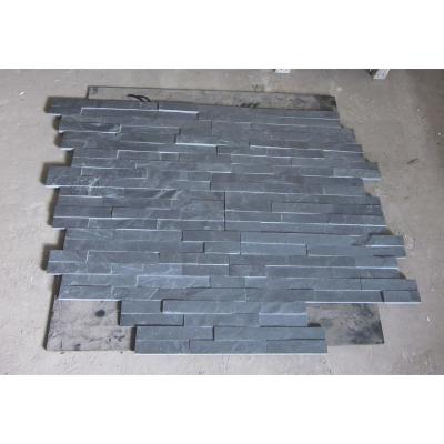 China Mosaic Strips China Black Slate Culture Stone Tile Decorative 3d Wall Panel for sale