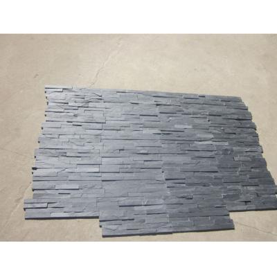 China Modern Natural Black Ledge Stone Price For Wall Z Shape Slate Granite Stacked Tiles for sale