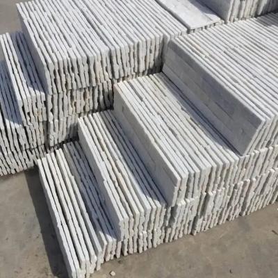 China Equal Width Of Stripes Polished Natural White Wood Veneer Marble Interior Decorative Stone Ledger Panels for sale