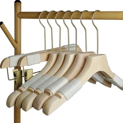 China Lady Wood Hangers High Quality Minimalist Luxury Premium Wooden Hanger Customized Shop Store Display Wholesale Hanger Packaging Set for sale