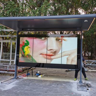 China CE / ROHS Advertising Equipment Bus Shelter With Solar Panel Light Box Display Board for sale