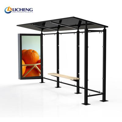 China Metal+aluminum+glass frame metal bus stop advertising light box aluminum canopy solar power canopy stop for sale