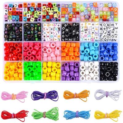 China Women's First Education Pony Plastic Acrylic Beads Various Colors Wholesale Handmade Hole Big Large For Kids DIY Jewelry for sale