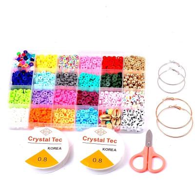 China Decoration Polymer Clay Spacer Beads , Flat Round Heishi Beads Handmade Colorful Beads Set For DIY Jewelry Earring BraceletMakin Necklace for sale