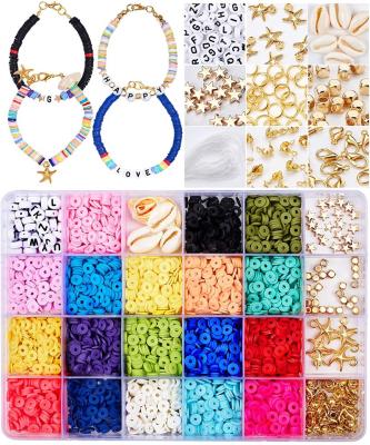 China Decoration Clay Flat Beads, 4800pcs Polymer Clay Beads Round Clay Spacer Bead for Jewelry Making, Heishi Beads Bracelet Necklace for sale