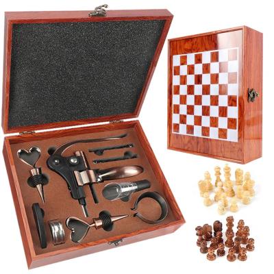 China ABS Zinc Alloy 9 Piece Viable Rabbit Red Wine Opener Set Cork Bottle Opener Kit Wood Corkscrew Gift Box Set For Wedding Gifts for sale