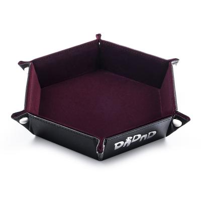 China Custom Foldable Leather Dice Tray Custom Leather Folding Dice Tray Rectanal PU Rectane PU Foldable Dice Tray for sale