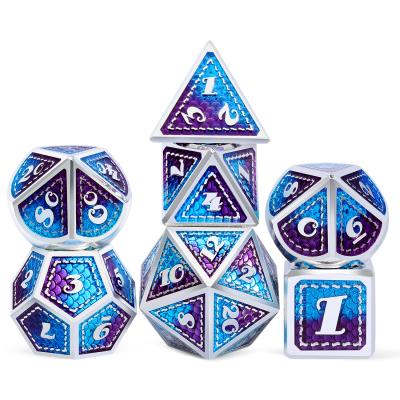 China Factory Dragon Scale Metal Dice DND Games Metal Dice Set D&D, 7 PCS Metal Dungeons and Dragons with DND Bag Dice for sale