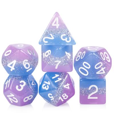 China DND Games DND Dice 7 PCS Resin Gold Glitter Polyhedral Dice with Organza Bag for Dungeons and Dragons, D&D, Role Playing Games and Tabletop Gam for sale