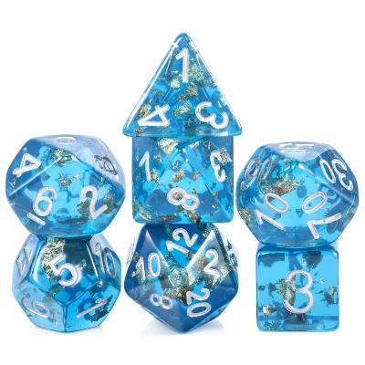 China DND Games DND Die Set, DNDND 7 PCS Polyhedral Resin Gold Glitter Die with Organza Bag for Dungeons and Dragons, D&D, Role Playing Games and for sale