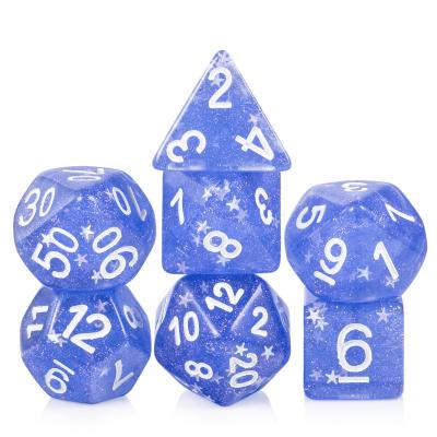 China DND Games DND Die Set, DNDND 7 PCS Polyhedral Resin Gold Glitter Die with Organza Bag for Dungeons and Dragons, D&D, Role Playing Games and for sale