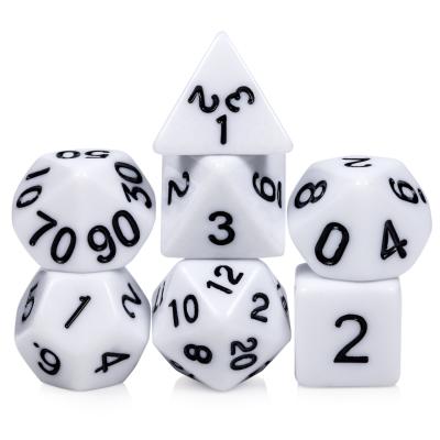 China DND Games Factory Wholesale DND acrylic polyhedral dies set pure white seire with custom color and black number size for sale