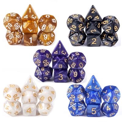 China DND games factory wholesale pearl dice polyhedral set,acrylic dnd dice set for dungeons and dragons Table games for sale