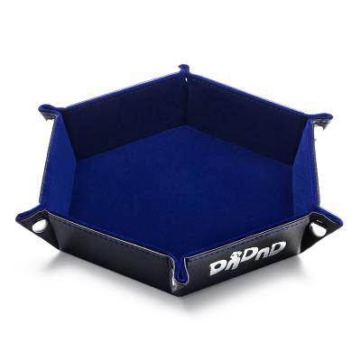 China PU Leather Leather Folding PU Polygon Dice Tray For Board Game DND GAME Rolling for sale