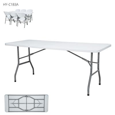 China Modern Rectangular 6FT Outdoor Plastic Folding Picnicc Table Top Manufacturers Wholesale Popular 6ft Rectangle Folding Table Round for sale