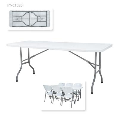 China Modern hollow body 6ft simple solid outdoor high quality used plastic folding personal rectangle HDPE picnic table portable blow molding for sale