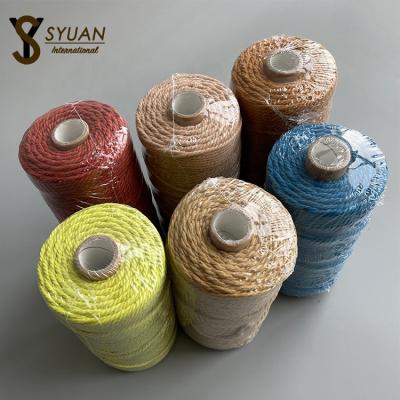 China Sustainable Syuan Recycled Cotton Wax Polyester Rope Multiple Use Umbrella Yarn 3mm Natural Macrame Rope for sale