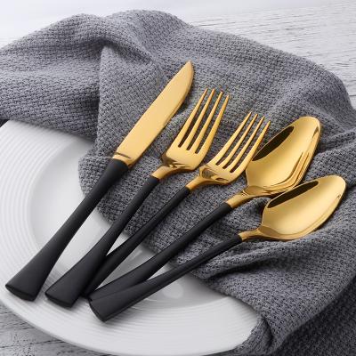 China Black Metal 5 Pcs Flatware Tableware Suppliers Hotel Suppliers Viable Hotel Suppliers Sets Stainless Steel Gold Stainless Steel Flatware Viable for sale