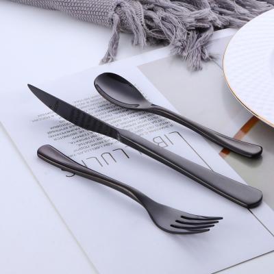 China Viable Viable We Have 12 Different Colors Black Modern Stainless Steel Cutlery Set for sale