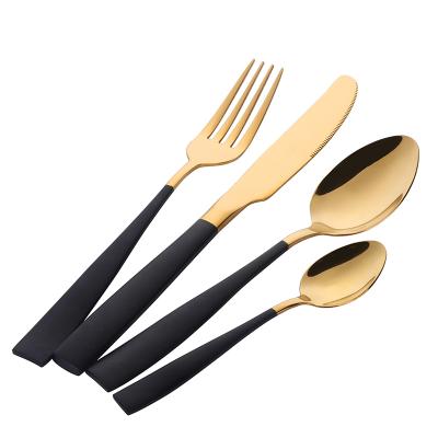 China Stainless Steel Flatware Food Cutlery 410 Safe Hot Selling Black Safe 4pcs Set for sale