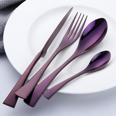 China Sustainable Sustainable Restaurant Used Stainless Steel Kaya Dinning Cutlery Flatware In Purple Color for sale