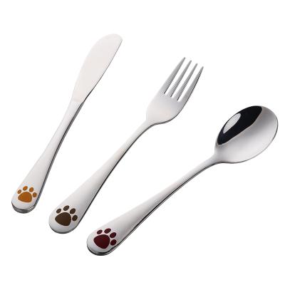 China Inox Stainless Steel Kids Cutlery Flatware Best Viable Kids Cutlery With Cartoon Pattern for sale