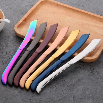 China Sustainable Tableware Non Durable Rust Durable Stainless Steel Copper Gold Steak Knife For Food for sale