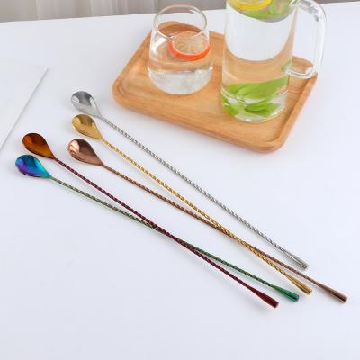 China Bar Accessories 40cm Cocktail Stirrer Viable Mixing Bar Administer Stainless Steel Stirring Spoon Spoon for sale