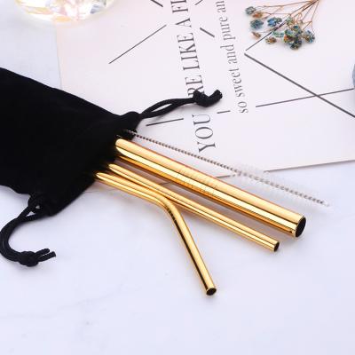 China Sustainable 2019 New Products & Sustainable Gold Rose Gold Stainless Steel Straw Set For 5 People for sale