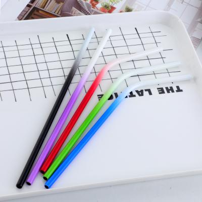 China Sustainable Eco Sustainable High Quality Reusable Metal Gradient Colored Straws For Honey Drinks for sale