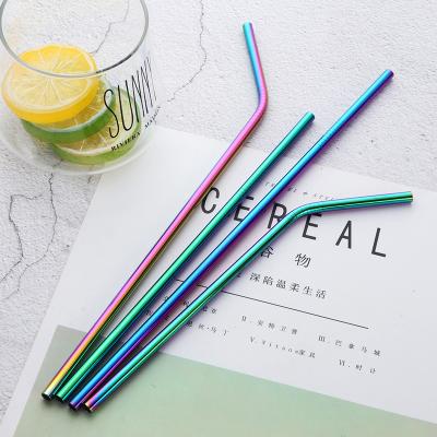 China Eco Sustainable Stainless Copper Color Rainbow Gold Colored Drinking Straws for sale