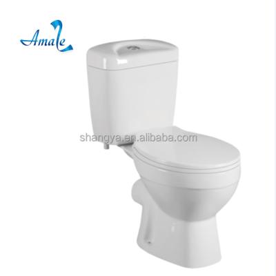 China Automatic operation wash down two piece toilet sanitary ceramic toilet to the wall P trap180mm toilet for sale for sale