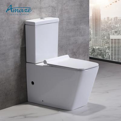 China Double-Flow Modern Sanitaryware Trap Square Filigree European Standard Ceramic Bathroom Sitting WC Toilet Two-Piece Chest of Drawers zu verkaufen