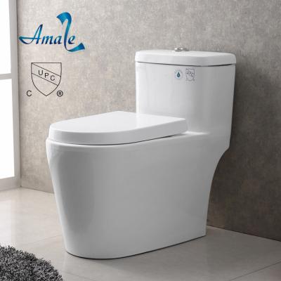 Cina American Western White Bathroom Sanitary Toilet Bowl UPC Double-flush CUPC Watersense Standard Wc Single Piece Ceramic Toilet in vendita