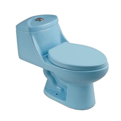 China Product Innovative Ceramic One Piece Automatic Operation Blue Color Toilet In Blue Toilet #8622 for sale