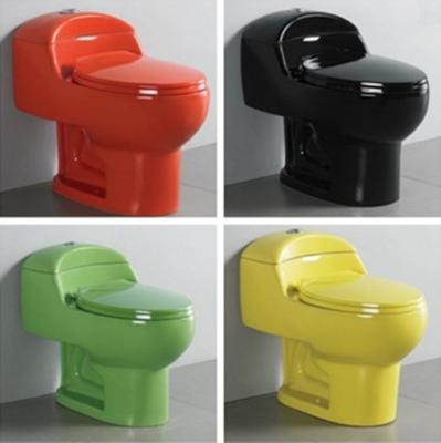 China Elegant Automatic Operation Chinese Ceramic Colored Toilet Bowl South America One Piece Toilet for sale