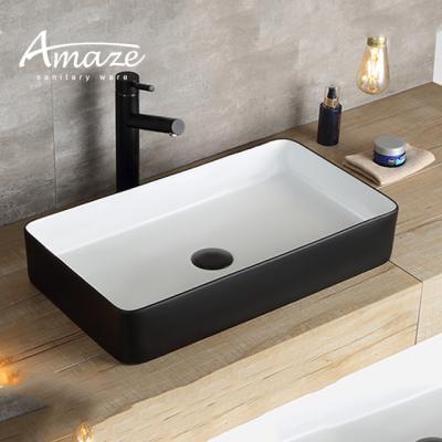 China Modern Stunning Countertop Art Basin White Ceramic Hand Lavatory Bathroom Above Back And Sink for sale