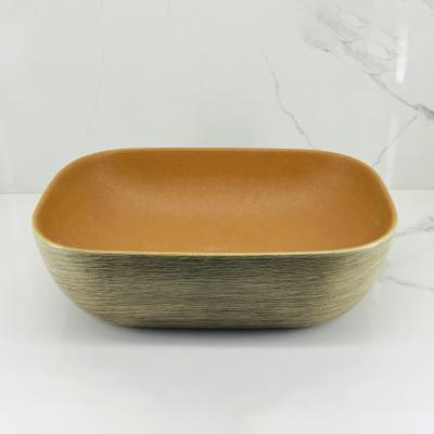 China Modern Attractive Fashion Design Green Color Hand Wash Art Basin Ceramic Bathroom Sink Orange Sink for sale