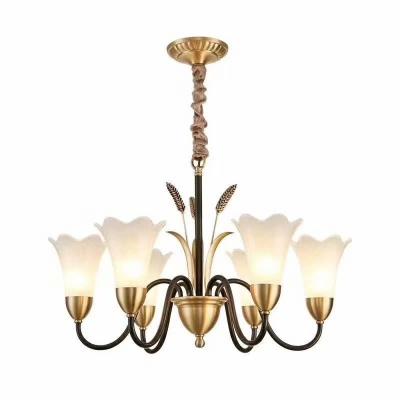 China Retro Residential European Simple Home Decor Gold Matte Black Finish E14 Bulb Holder Chandelier for sale