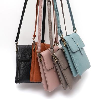 China Fashion Snap High Quality Daily Portable Purse Genuine Leather Women Small Wave Phone Bag Mini Cover Crossbody Shoulder Sling Handbags for sale