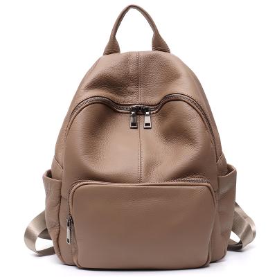 China WLM Soft Women Gently Scare Soft Cowhide Casual Backpacks Leisure Shoulder Bag Large School Backpacks Leather Daily Travel Rucksack for sale