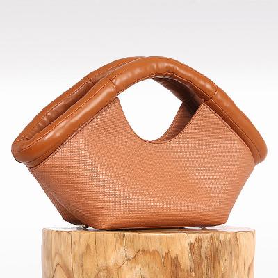 China Shopping/Dating/Daily Fashion Shoulder Handbag PU Vegan Niche Design Women Leather Cotton Filled Handles Bag Top-Handle Large Tote Bucket Purse for sale