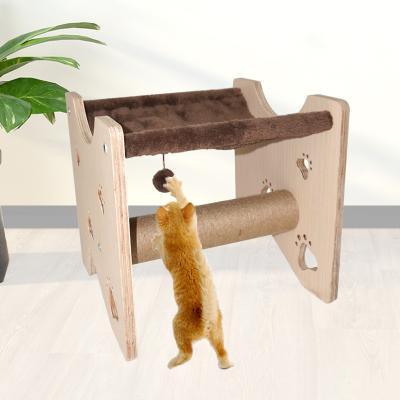 China Large Wooden Cat House Climbing Tower Cat Sisal Scratching Post Condo Tree PNB Viable Safe Free Samples for sale