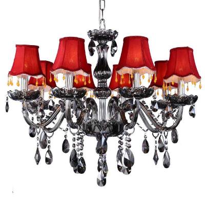 China EUROPEAN European-style gray retro LED chandelier creative candle crystal lamp living room ceiling lighting fixture bedroom 8 arm lamp zu verkaufen