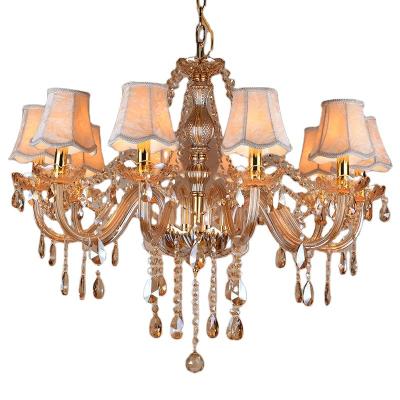 China EUROPEAN Chinese factory hot sale cheap price European style modern amber K9 candle crystal chandelier home hotel lobby decoration lamp for sale