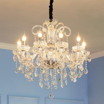 China Duplex modern crystal luxury villa decoration hotel bedroom dining room lamp candle living room pendant lamp à venda